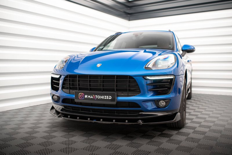 Maxton Front Ansatz V.2 für Porsche Macan Mk1 schwarz Hochglanz PO-MA-1-FD2-G