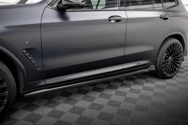 Maxton Seitenschweller Ansatz für BMW X3 M-Paket G01 Facelift schwarz Hochglanz BM-X3-01F-MPACK-SD1-G