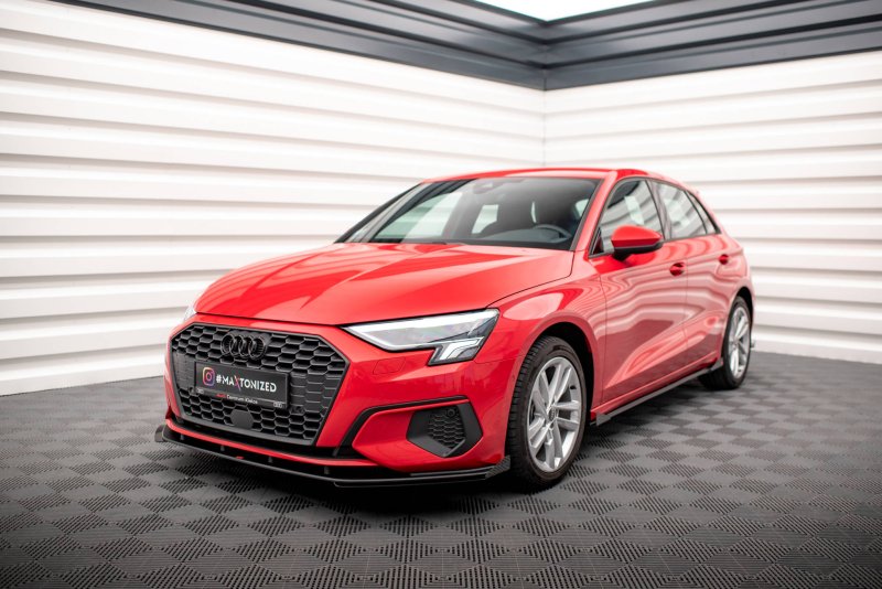 Maxton Street Pro Front Ansatz für +Flaps für + Flaps Audi A3 8Y schwarz Hochglanz AUA38YCNC-FD1BRB+FSF1-G