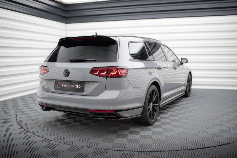 Maxton Heck Ansatz Flaps Diffusor VW Passat R-Line B8 Facelift schwarz Hochglanz VW-PA-B8F-RLINE-RSD1-G