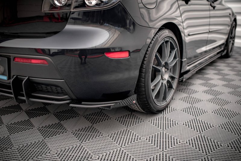 Maxton Street Pro Heck Ansatz Flaps Diffusor +Flaps für Mazda 3 MPS Mk1 schwarz Hochglanz MA3MPS1CNC-RSD1BRB+RSF1-G