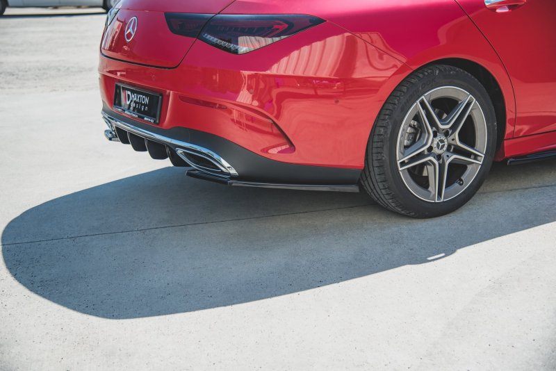 Maxton Heck Ansatz Flaps Diffusor für Mercedes-Benz CLA Shooting Brake AMG-Line X118 schwarz Hochglanz ME-CLA-118-AMGLINE-ES-RSD1-G