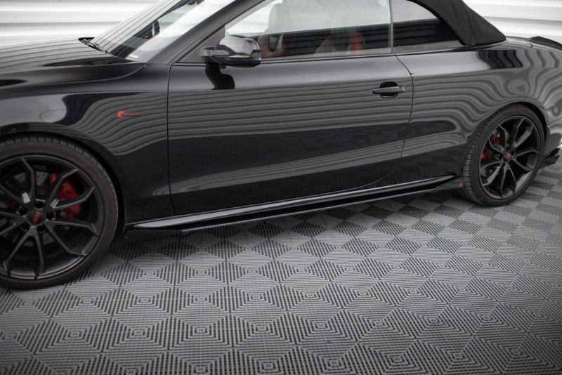 Maxton Street Pro Seitenschweller Ansatz + Flaps Audi A5 / A5 S-Line / S5 Coupe / Cabrio 8T / 8T Facelift schwarz Hochglanz AUS51CNC-SD1BRB+SF1-G