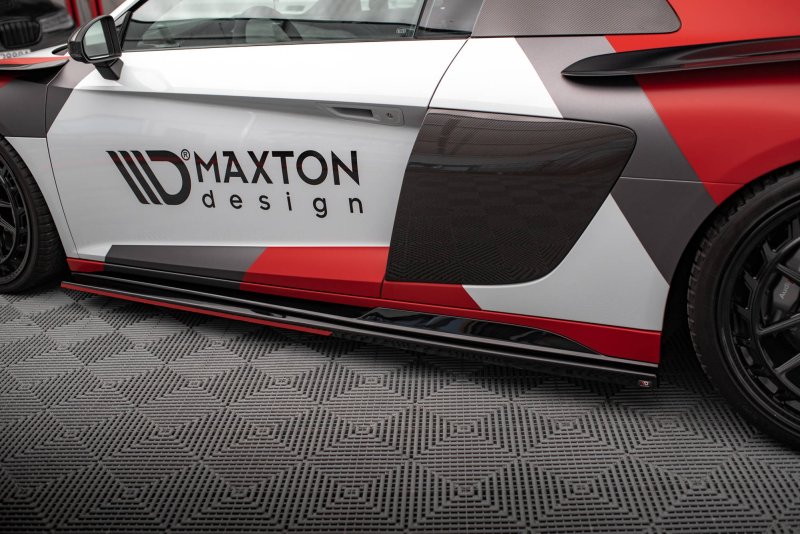 Maxton Seitenschweller Ansatz für Audi R8 Mk2 Facelift schwarz Hochglanz AU-R8-2F-SD2-G