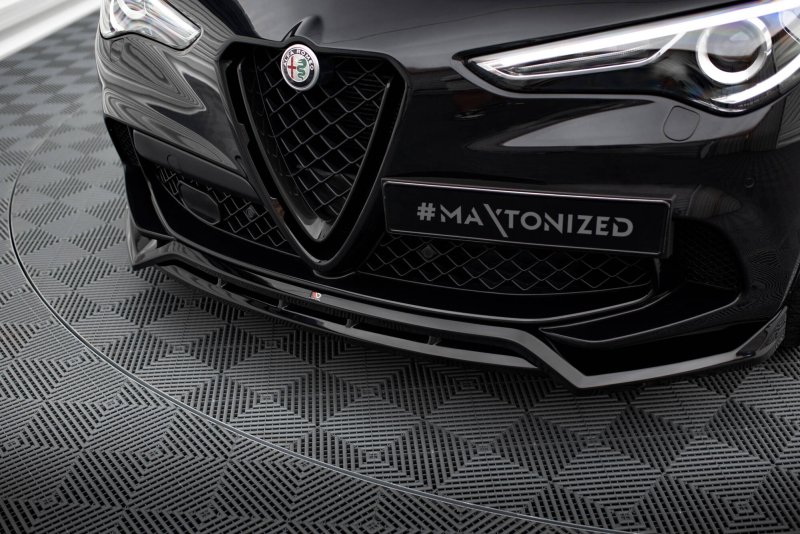 Maxton Front Ansatz Alfa Romeo Stelvio Quadrifoglio Mk1 schwarz Hochglanz AL-ST-1-QV-FD1G+FD1R-G