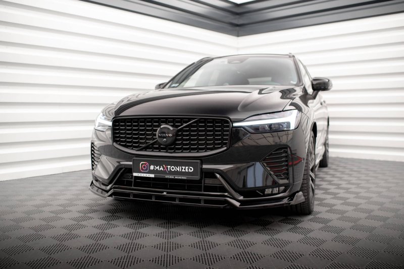 Maxton Front Ansatz für Volvo XC60 R-Design Mk2 Facelift schwarz Hochglanz VO-XC60-2F-RDESIGN-FD1G+FD1R-G