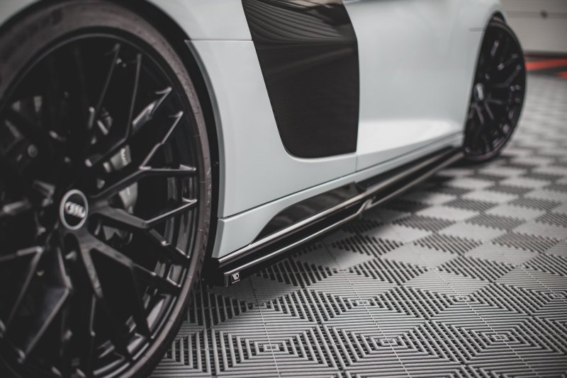 Maxton Seitenschweller Ansatz für Audi R8 Mk2 Facelift schwarz Hochglanz AU-R8-2F-SD1-G