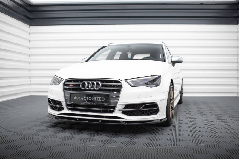 Maxton Front Ansatz V.2 Audi S3 / A3 S-Line Sportback / Hatchback 8V schwarz Hochglanz AU-S3-8V-SB-FD2-G