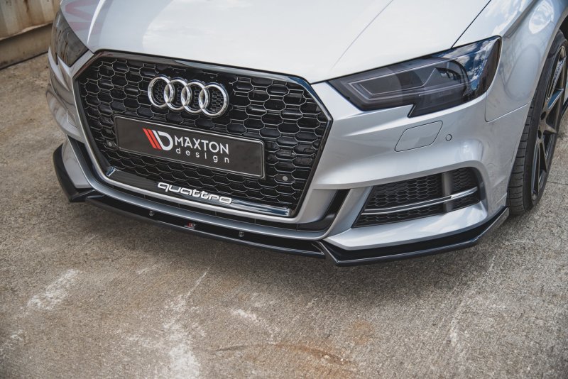 Maxton Front Ansatz V.3 für Audi S3 / A3 S-Line 8V FL Limousine schwarz Hochglanz AU-S3-3F-FD3-G
