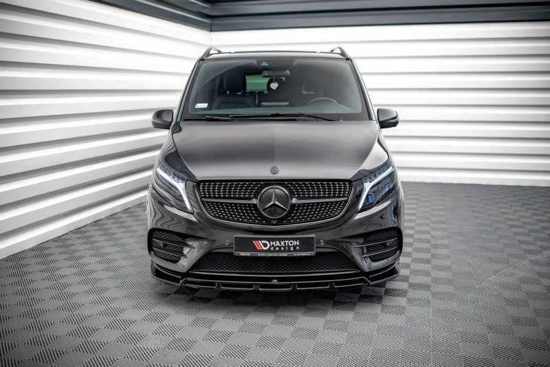 Maxton Front Ansatz V.5 für Mercedes-Benz V-Klasse AMG-Line W447 Facelift schwarz Hochglanz ME-V-447F-AMGLINE-FD5G+FD5R-G
