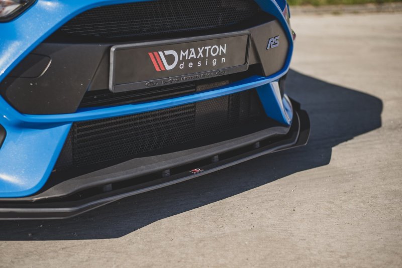 Maxton Racing Front Ansatz für passend +Flaps für Ford Focus RS Mk3 schwarz Hochglanz FOFO3RSCNC-FD1BRB+FSF1-G