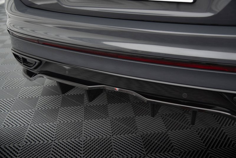 Maxton Mittlerer Cup Diffusor Heck Ansatz VW Tiguan R-Line Mk2 Facelift schwarz Hochglanz VW-TI-2F-RLINE-RD1G+RD2-G