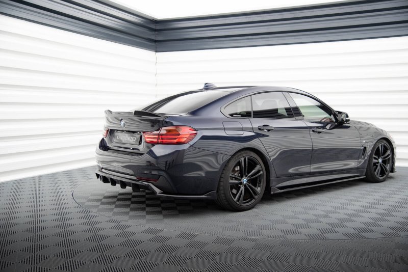 Maxton Mittlerer Cup Diffusor Heck Ansatz BMW 4er Coupe / Gran Coupe / Cabrio M-Paket F32 / F36 / F33 schwarz Hochglanz BM-4-F36-GC-MPACK-RD1G+RD2-G