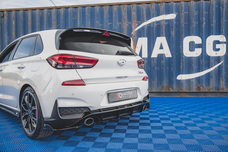 Maxton Heck Ansatz Flaps Diffusor V.4 für Hyundai I30 N Mk3 Hatchback schwarz Hochglanz HY-I30-3-N-RSD5-G