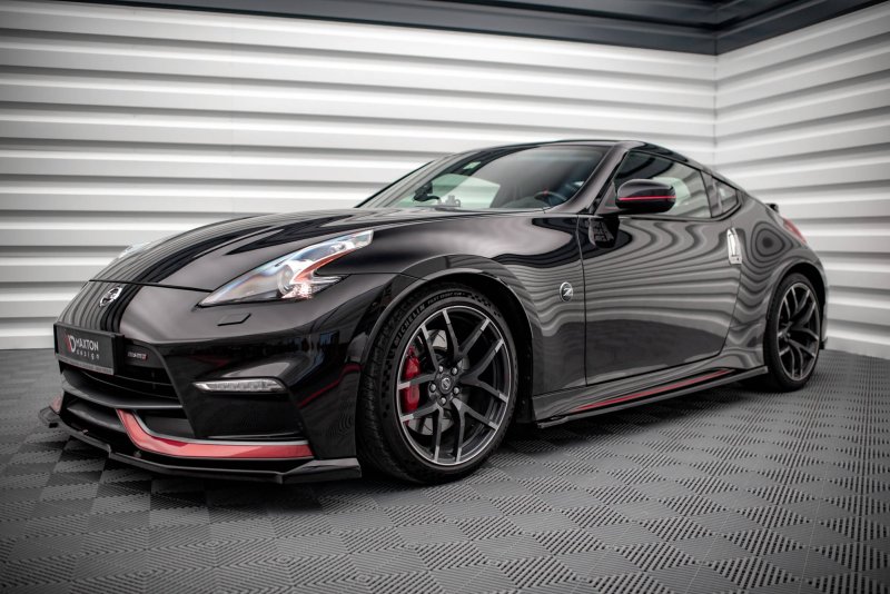 Maxton Seitenschweller Ansatz für V.1 für Nissan 370Z Nismo Facelift schwarz Hochglanz NI-370Z-NISMO-SD1-G