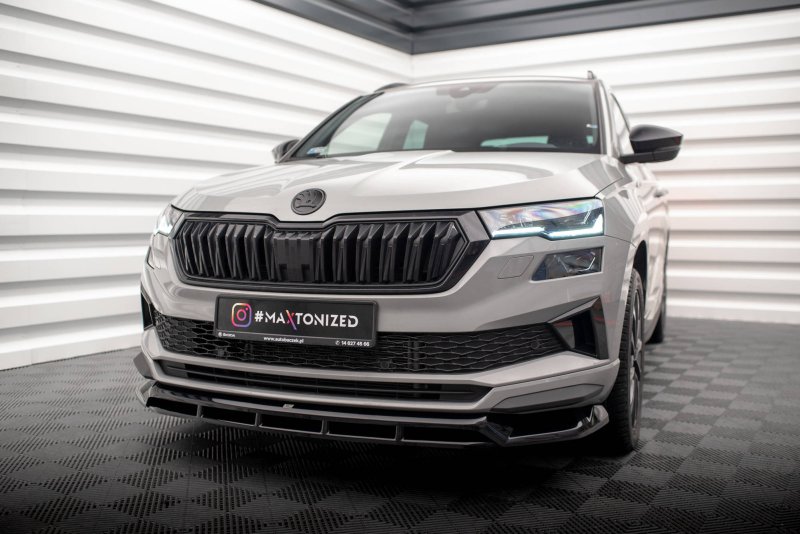 Maxton Front Ansatz für Skoda Karoq Sportline Mk1 Facelift schwarz Hochglanz SK-KA-1F-SL-FD1G+FD1R-G