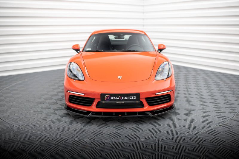 Maxton Front Ansatz V.1 für Porsche 718 Cayman 982c schwarz Hochglanz PO-CA-718-FD1-G