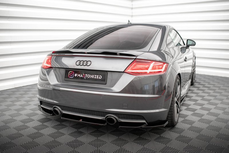 Maxton Mittlerer Cup Diffusor Heck Ansatz Audi TT S-Line 8S schwarz Hochglanz AU-TT-3-SLINE-RD1-G