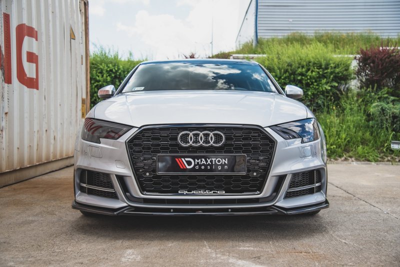 Maxton Front Ansatz V.3 für Audi S3 / A3 S-Line 8V FL Limousine schwarz Hochglanz AU-S3-3F-FD3-G