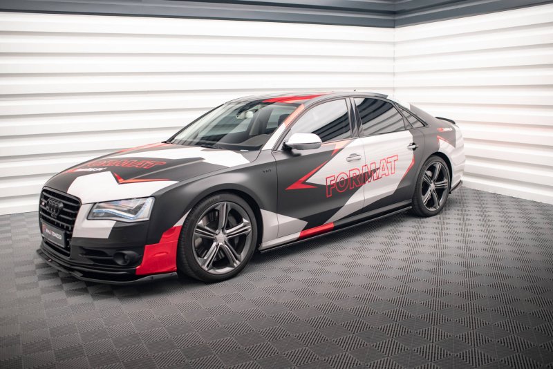Maxton Seitenschweller Ansatz für V.1 für Audi S8 D4 schwarz Hochglanz AU-A8-D4-SLINE-SD1-G