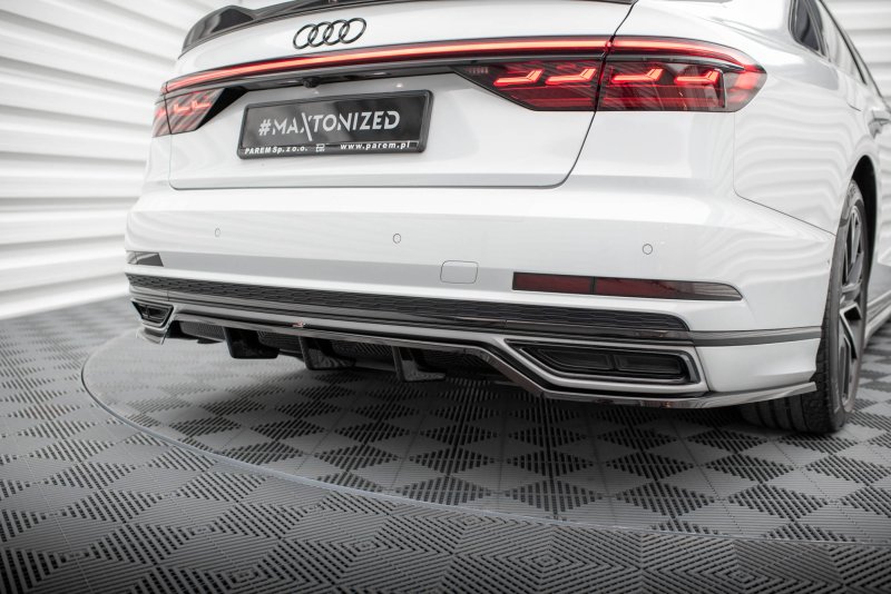 Maxton Mittlerer Diffusor Heck Ansatz DTM Look für Audi A8 S-Line D5 schwarz Hochglanz AU-A8-D5-SLINE-RD1G+RD2-G