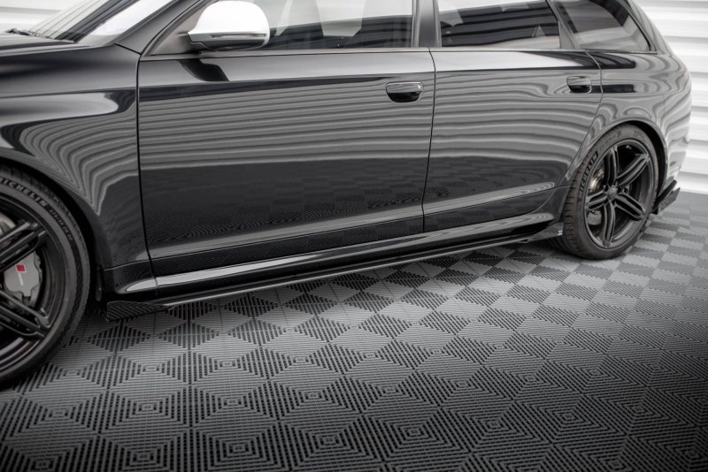Maxton Street Pro Seitenschweller Ansatz für + Flaps Audi RS6 Avant C6 schwarz Hochglanz AURS6C6CNC-SD1BRB+SF1-G