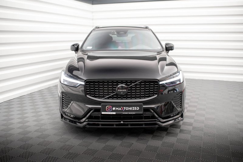 Maxton Front Ansatz für Volvo XC60 R-Design Mk2 Facelift schwarz Hochglanz VO-XC60-2F-RDESIGN-FD1G+FD1R-G
