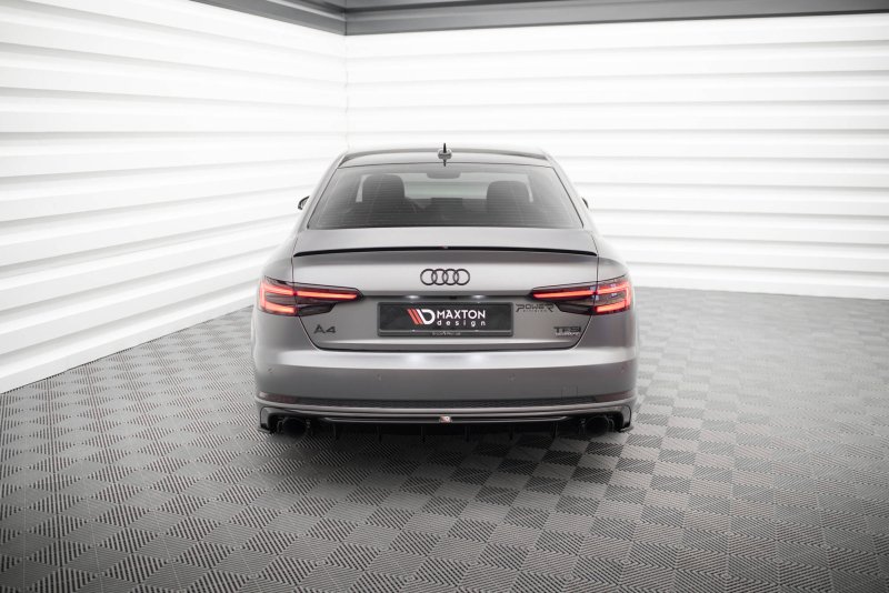 Maxton Diffusor Heck Ansatz Audi A4 S-line B9 (Version mit Einzel-Auspuffendrohren beidseitig) AU-A4-B9-SLINE-RS1GO_O