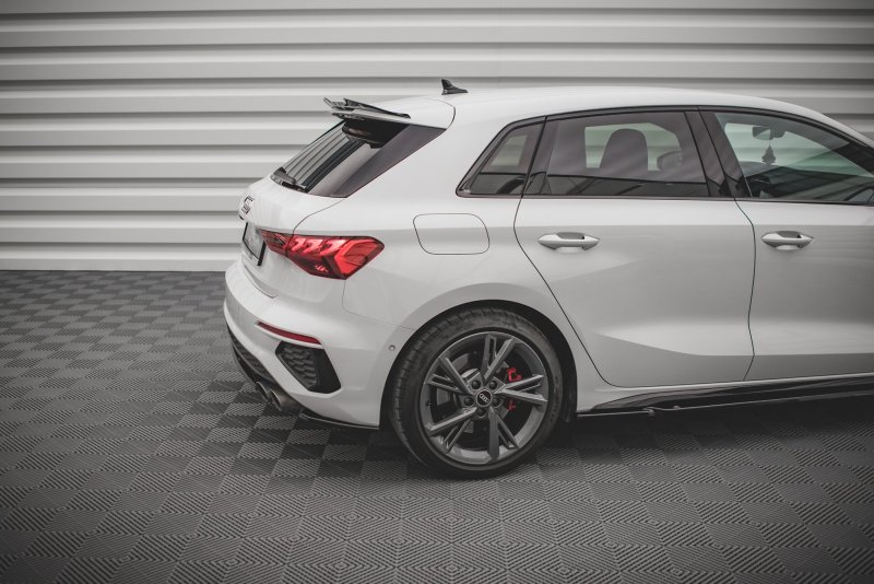 Maxton Heck Ansatz Flaps Diffusor V.1 für Audi S3 Sportback 8Y schwarz Hochglanz AU-A3-8Y-SLINE-RSD1-G