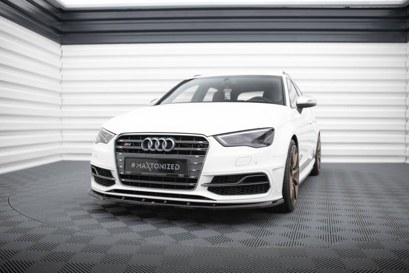 Maxton Front Ansatz V.1 Audi S3 / A3 S-Line Sportback / Hatchback 8V schwarz Hochglanz AU-S3-8V-SB-FD1-G