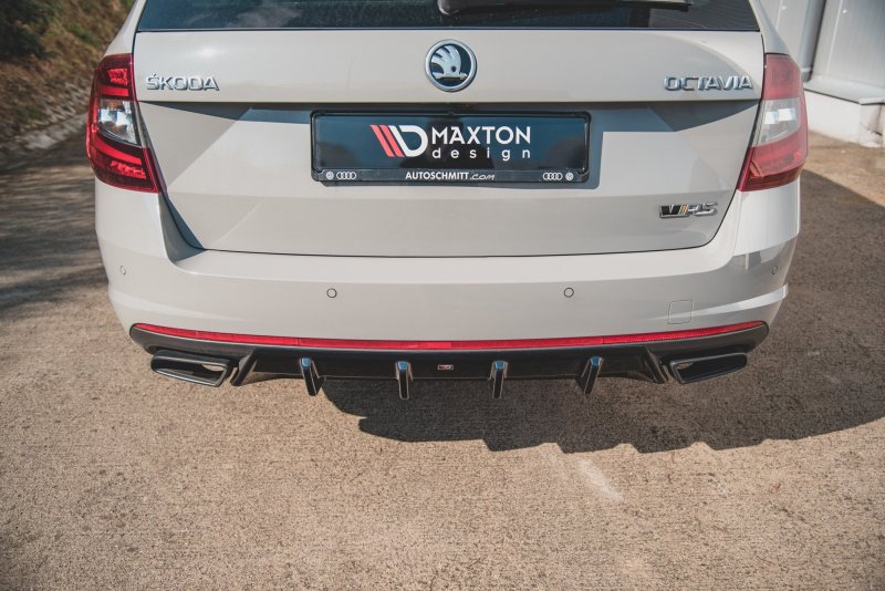 Maxton Diffusor Heck Ansatz V.1 für Skoda Octavia RS Mk3 / Mk3 FL Hatchback / Kombi schwarz Hochglanz SK-OC-3-RS-RS1-G