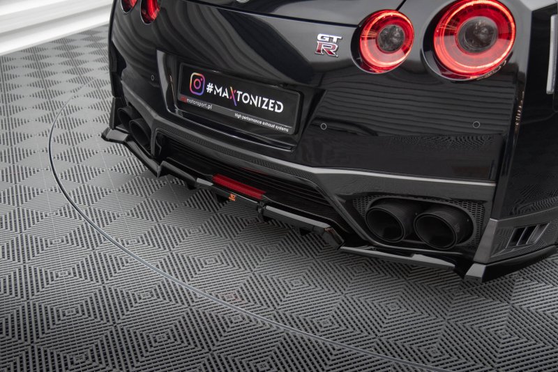 Maxton Mittlerer Cup Diffusor Heck Ansatz Nissan GTR R35 Facelift schwarz Hochglanz NI-GTR-4F3-RD1G+RD2-G