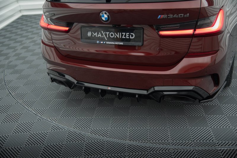 Maxton Diffusor Heck Ansatz BMW M340i G20 / G21 (Passend Fahrzeuge mit Anhängerkupplung) schwarz Hochglanz BM-3-21-MPACK-RS1RS2RGOO_OO+RS1RG