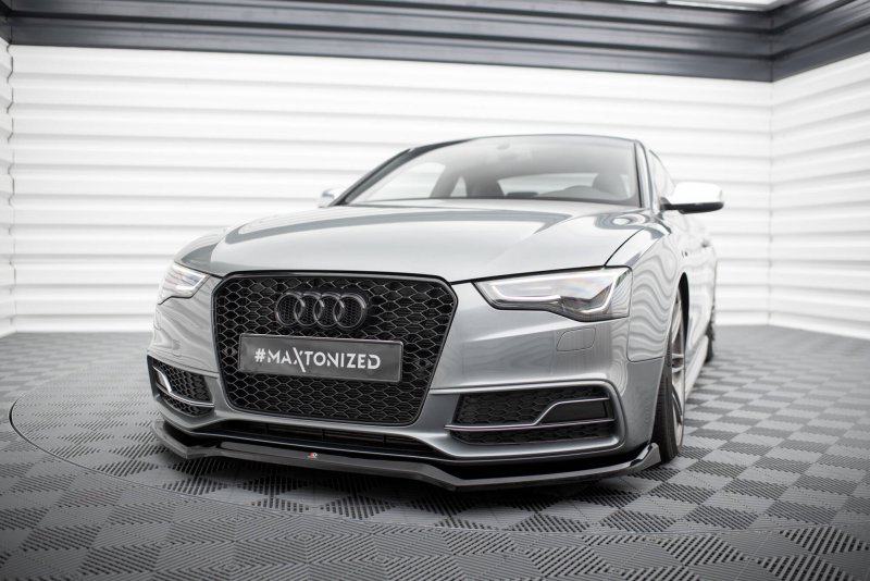 Maxton Front Ansatz V.4 Audi S5 / A5 S-Line Coupe / Sportback 8T Facelift schwarz Hochglanz AU-S5-1F-FD2-G