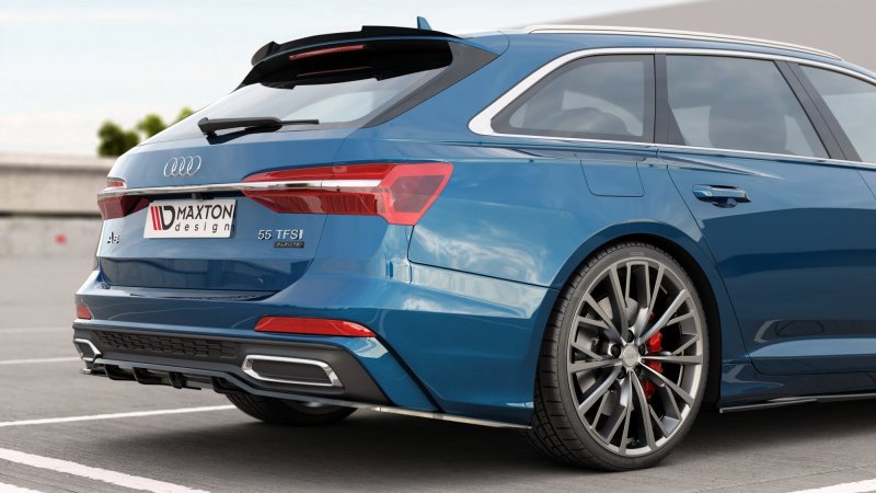 Maxton Mittlerer Diffusor Heck Ansatz DTM Look für Audi A6 S-Line Avant C8 schwarz Hochglanz AU-A6-C8-SLINE-RD1G+RD2-G