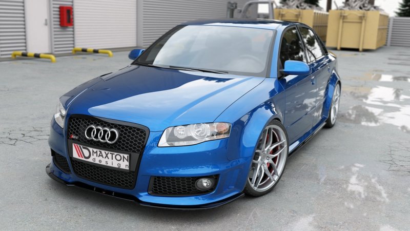 Maxton Front Ansatz V.2 für Audi RS4 B7 schwarz Hochglanz AU-RS4-B7-FD2-G