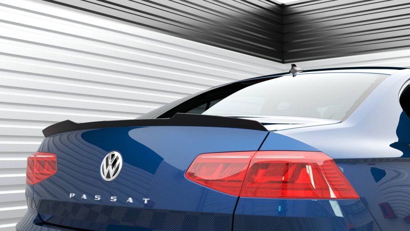 Maxton Spoiler CAP Abrisskante VW Passat Limousine R-Line Mk8 schwarz Hochglanz VW-PA-B8-RLINE-S-CAP1-G