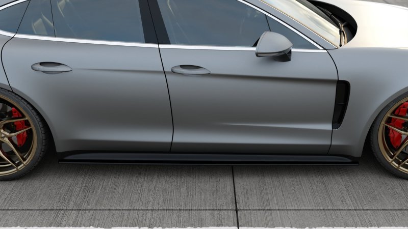 Maxton Seitenschweller Ansatz für Porsche Panamera Turbo / GTS 971 schwarz Hochglanz PO-PA-971-T-SD1-G