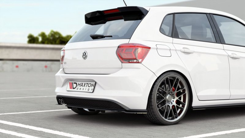 Preview: Maxton Mittlerer Diffusor Heck Ansatz DTM Look für VW Polo AW GTI schwarz Hochglanz VW-PO-6-GTI-RSD2G+RD1-G