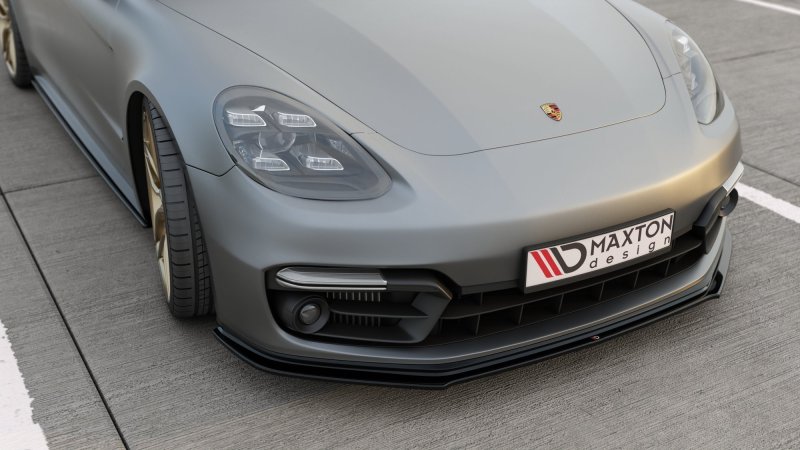 Maxton Front Ansatz für Porsche Panamera Turbo / GTS 971 schwarz Hochglanz PO-PA-971-T-FD1-G