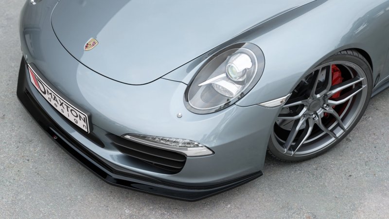 Preview: Maxton Front Ansatz V.2 für Porsche 911 Carrera 991 schwarz Hochglanz PO-911-991-FD2G+FD2R-G