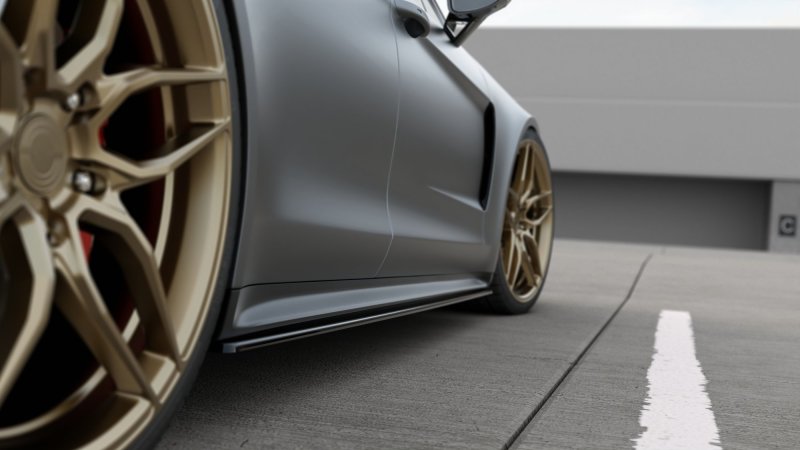 Maxton Seitenschweller Ansatz für Porsche Panamera Turbo / GTS 971 schwarz Hochglanz PO-PA-971-T-SD1-G