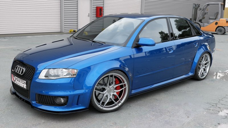 Maxton Front Ansatz V.2 für Audi RS4 B7 schwarz Hochglanz AU-RS4-B7-FD2-G
