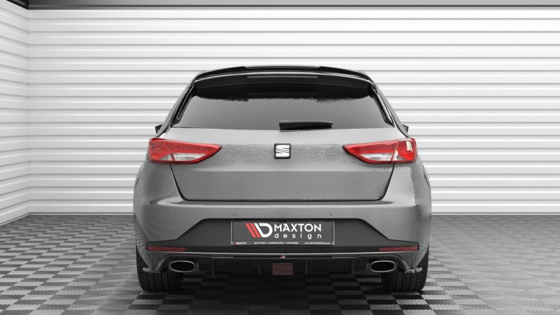 Maxton Spoiler CAP Abrisskante V.2 Seat Leon Cupra Sportstourer Mk3 Facelift schwarz Hochglanz SE-LE-3F-CU-ST-CAP2-G