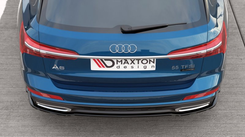 Maxton Mittlerer Diffusor Heck Ansatz für Audi A6 S-Line Avant C8 schwarz Hochglanz AU-A6-C8-SLINE-RD1-G