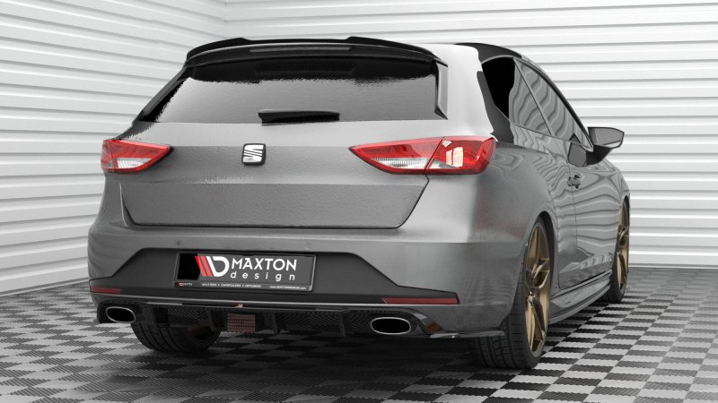 Maxton Spoiler CAP Abrisskante V.2 Seat Leon Cupra Sportstourer Mk3 Facelift schwarz Hochglanz SE-LE-3F-CU-ST-CAP2-G