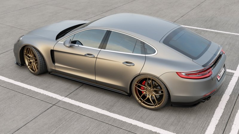 Maxton Seitenschweller Ansatz für Porsche Panamera Turbo / GTS 971 schwarz Hochglanz PO-PA-971-T-SD1-G