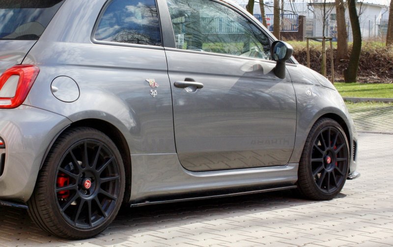 Maxton Seitenschweller Ansatz für FIAT 500 ABARTH MK1 FACELIFT schwarz Hochglanz FI-500-1F-AB-SD1-G