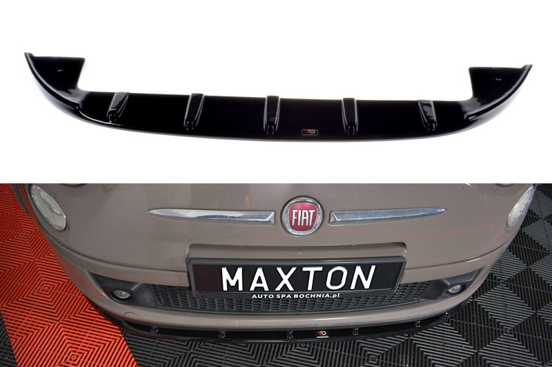 Maxton Front Ansatz V.1 für FIAT 500 HATCHBACK vor Facelift schwarz Hochglanz FI-500-FD1-G