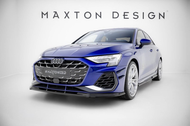 Maxton Front Ansatz V.1 Audi A3 S-Line Limousine / S3 Limousine 8Y Facelift schwarz Hochglanz AU-S3-8YF-S-FD1-G